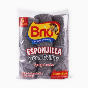 ESPONJILLA LANA DE ACERO BRIO*6 - esponjilla Brio para brillar ideal para limpiar y brillar calderos de hierro y parrillas.